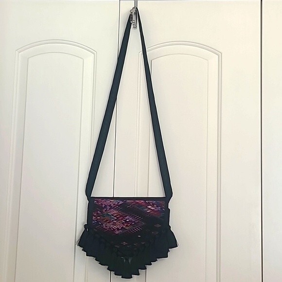 Mexican Woven Boho Fringe Geometric Gypsy Embroidered Crossbody/Clutch/Purse - Picture 2 of 11